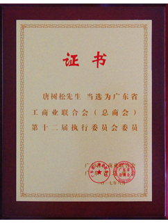 唐樹(shù)松先生當(dāng)選廣東省工商業(yè)聯(lián)合會(huì)（總商會(huì)）第十二屆執(zhí)行委員會(huì)執(zhí)委